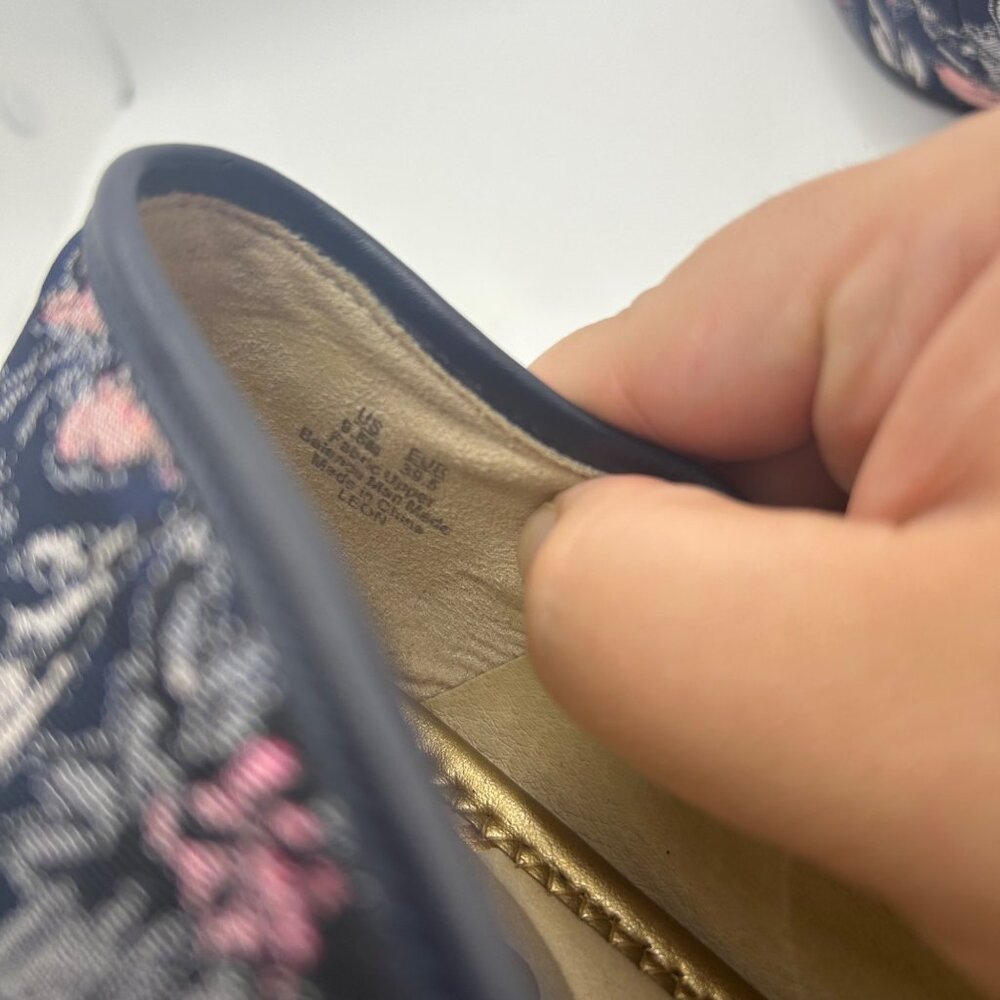 Sam Edelman Leon Moe Toe Embroidered Floral Print Blue & Pink Loafers- Size 9.5 - Picture 8 of 10
